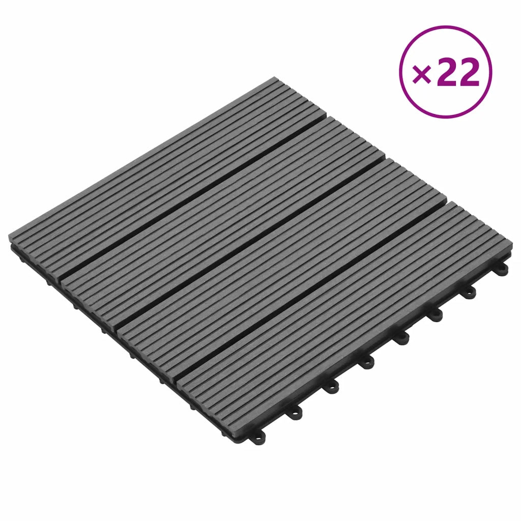 Piastrella per Decking 22 pz Grigio 30 x 30 cm WPC CFW5721643