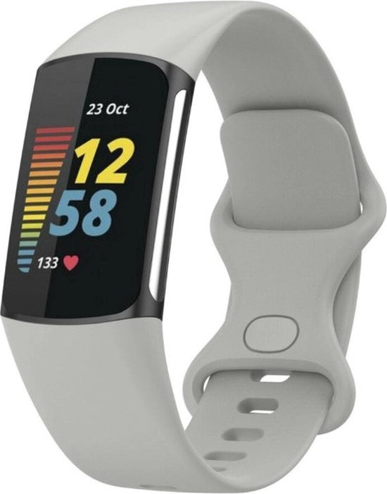 Cinturino per Fitbit Charge 5 e 6 – Dimensione M/L – Silicone – Grigio Comodo e Resistente all'Acqua