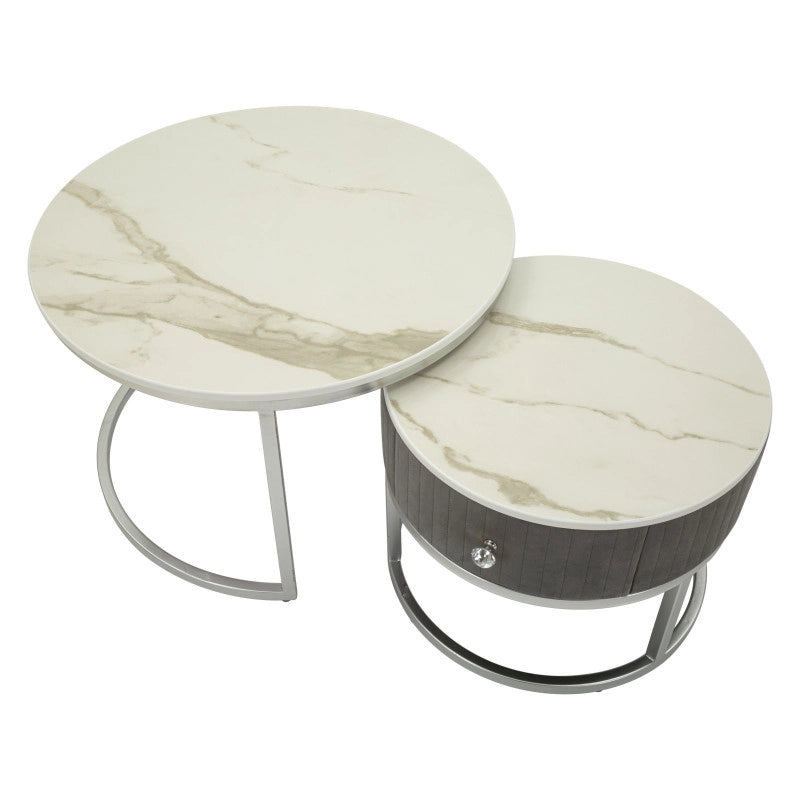 Tavoli Da Caffe' Greys Coppia cm ø 70x45-50x40