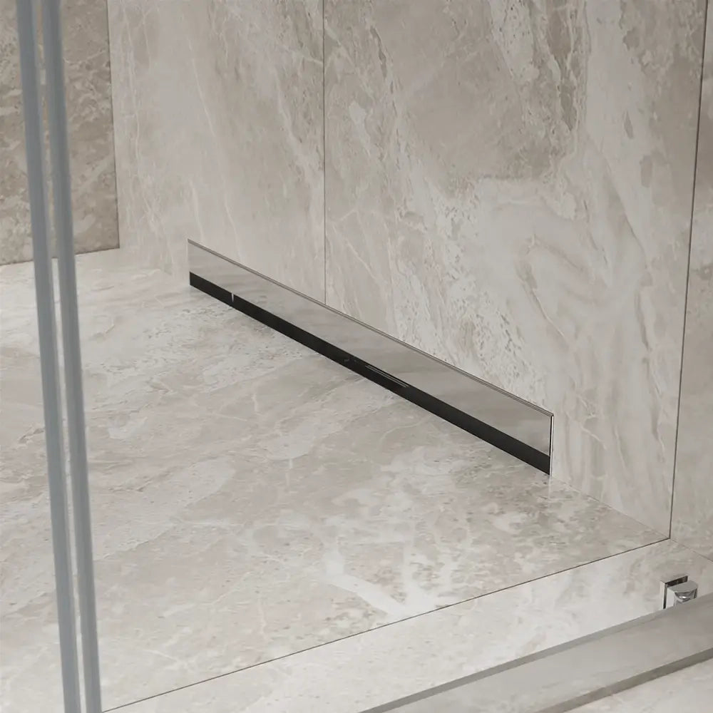 Canalina doccia con scarico a muro 90 cm con cover cromata