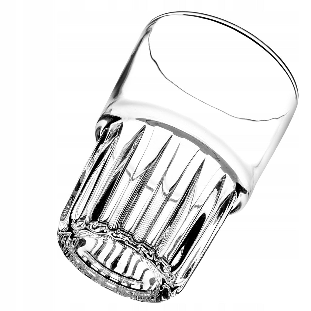 Bicchiere KADAX da 320 ml con superficie scanalata per bevande fredde, succhi di frutta e acqua.