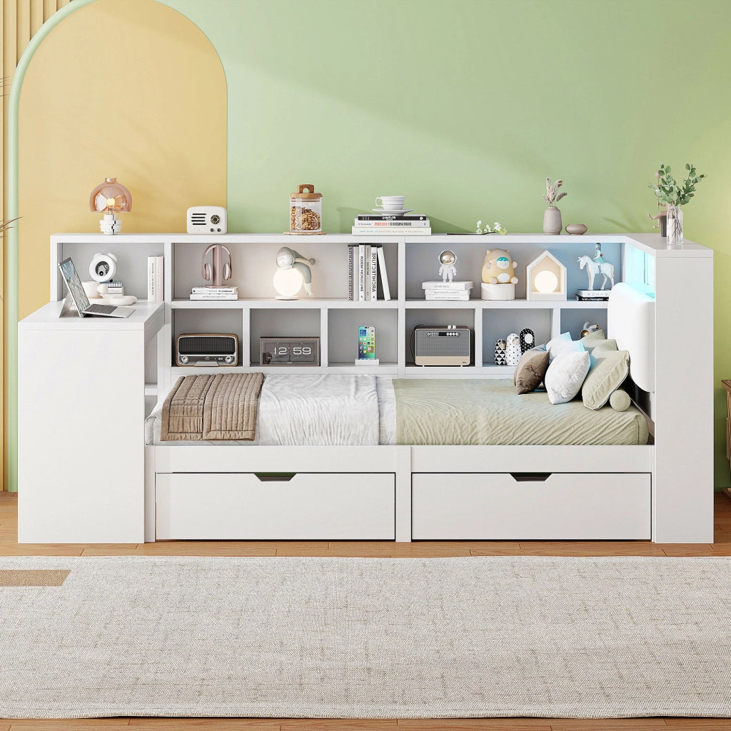 letto piattaforma in mdf e compensato bianco 90 x 200 cm