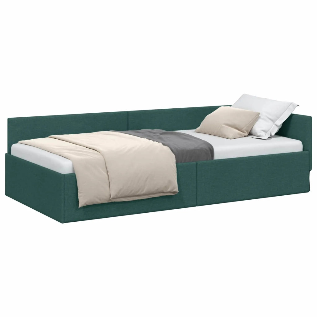 Cornice del letto ad angolo Verde Scuro 100 cm x 200 cm Tessuto 42016055