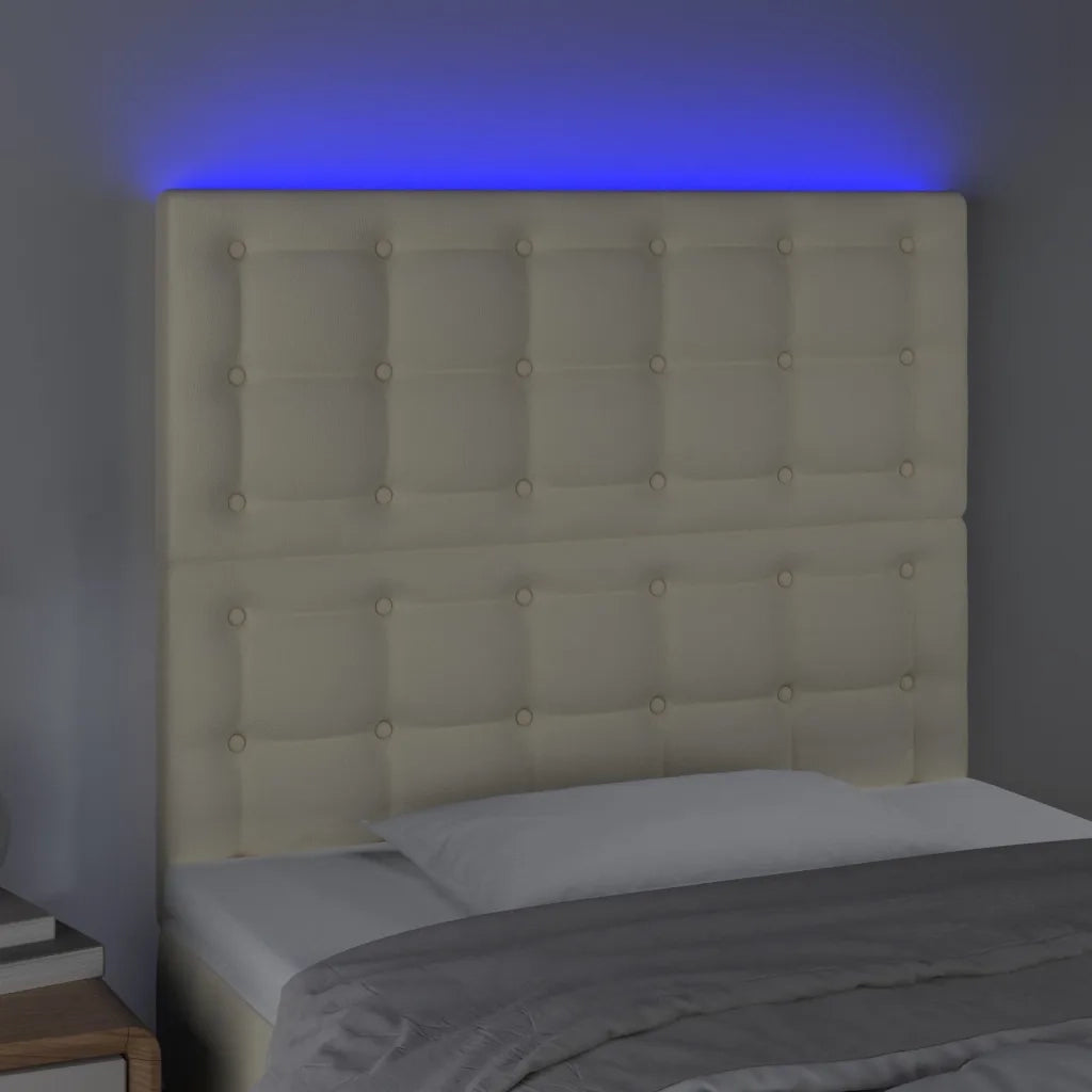 Testiera a LED Crema 80x5x118/128 cm in Similpelle 3122498