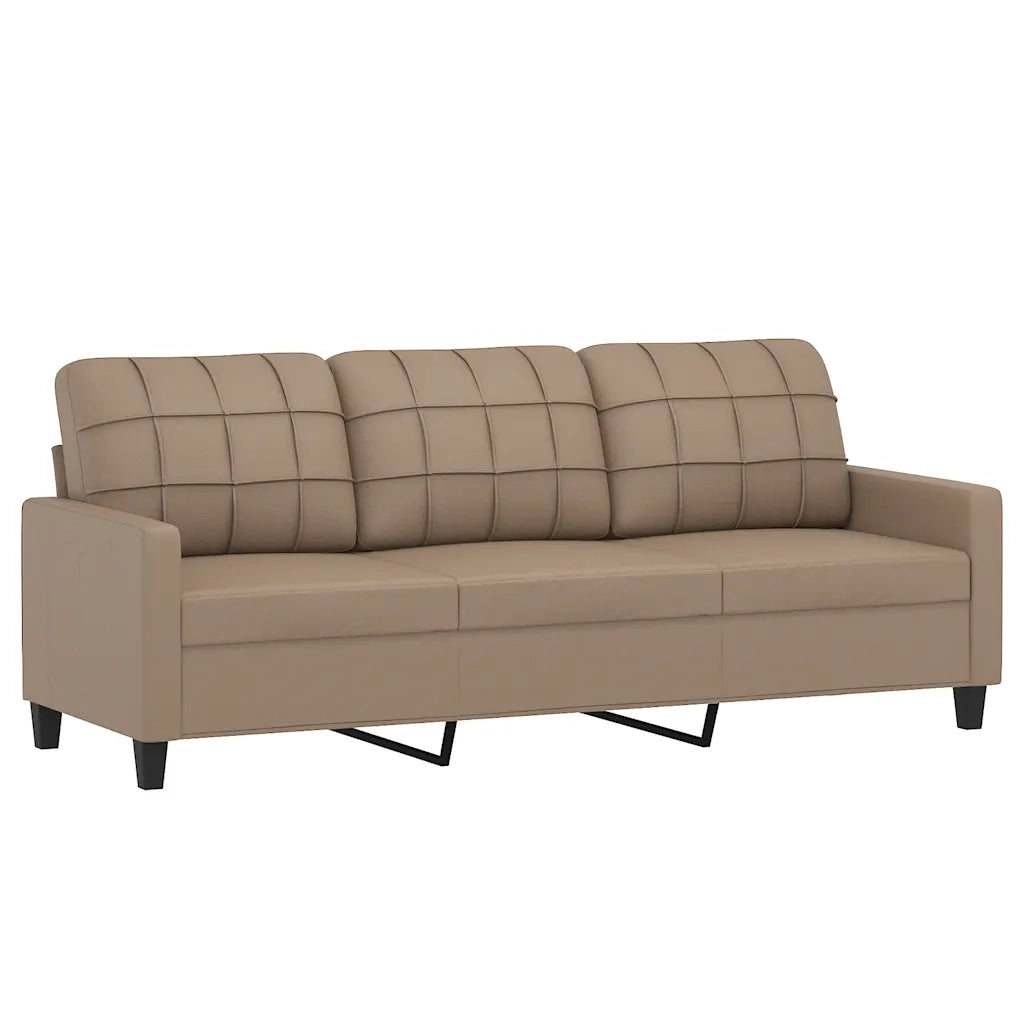 Divano a 3 Posti-Sofa 3 Posti Cappuccino 180 cm in Similpelle 703634