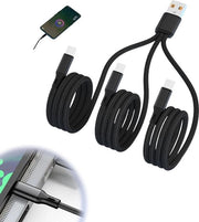 Cavo di rete USB-C 3 in 1 - cavo multi-USB - cavo di ricarica multipla - tipo C cavo di ricarica rapida - cavo in nylon a nodi - ricarica rapida - 5A - 12m.