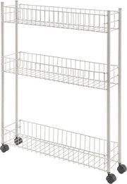 Carrello multifunzionale a tre livelli in metallo bianco - 16 x 60 x 72 cm - Carrello per lavatrice