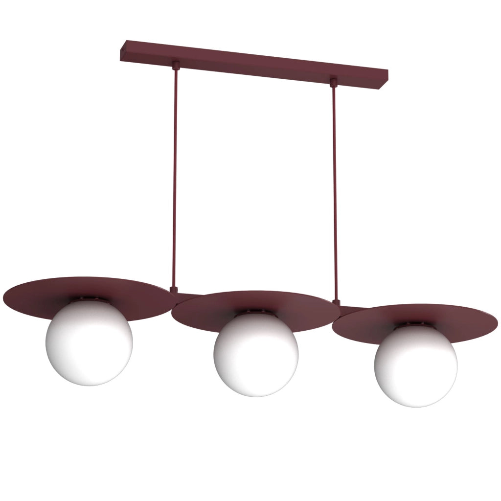 Lampada sospesa Flat 3 luci bordo sfere bianche E27 Luminex