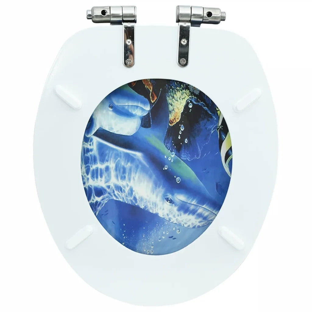 Tavoletta WC Coperchio Chiusura Morbida MDF Delfini 143930