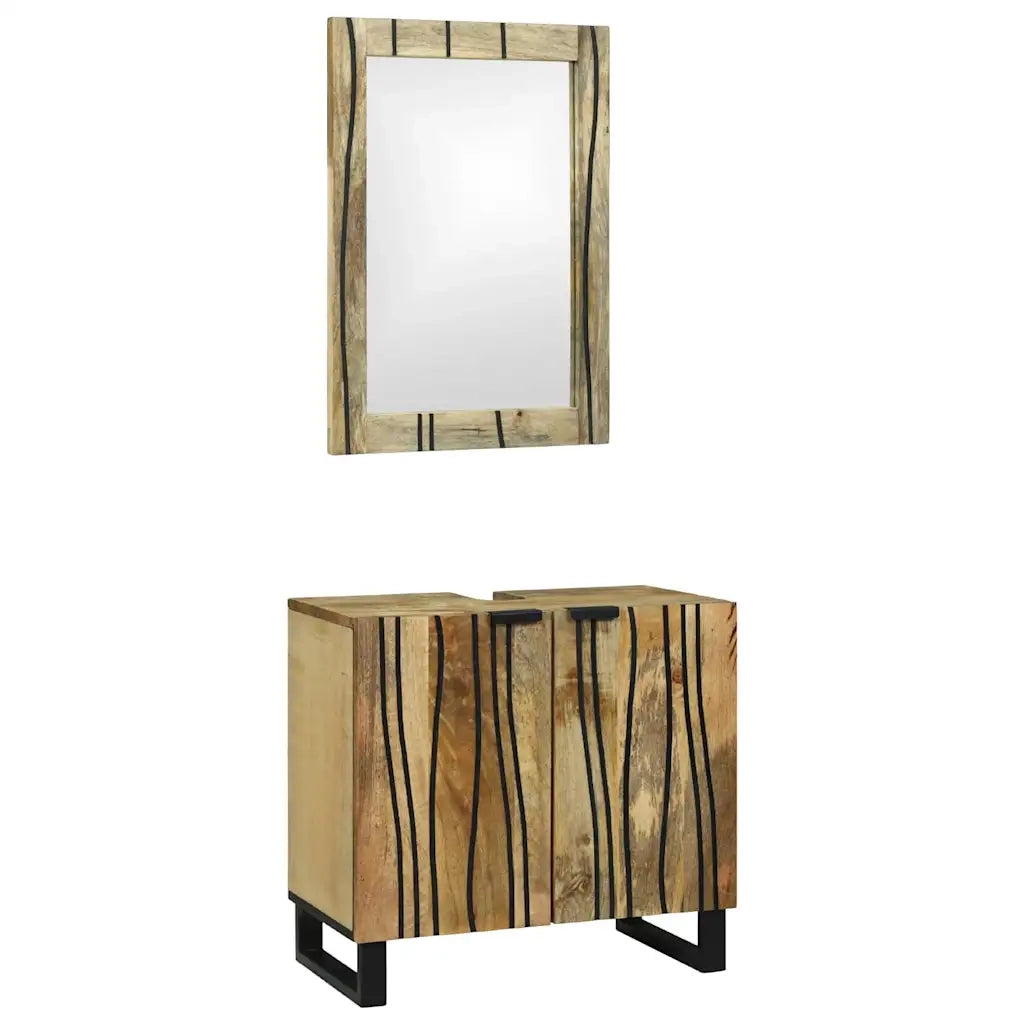 Set di mobili per il bagno 2 pcs Marrone Legno multistrato 3310042