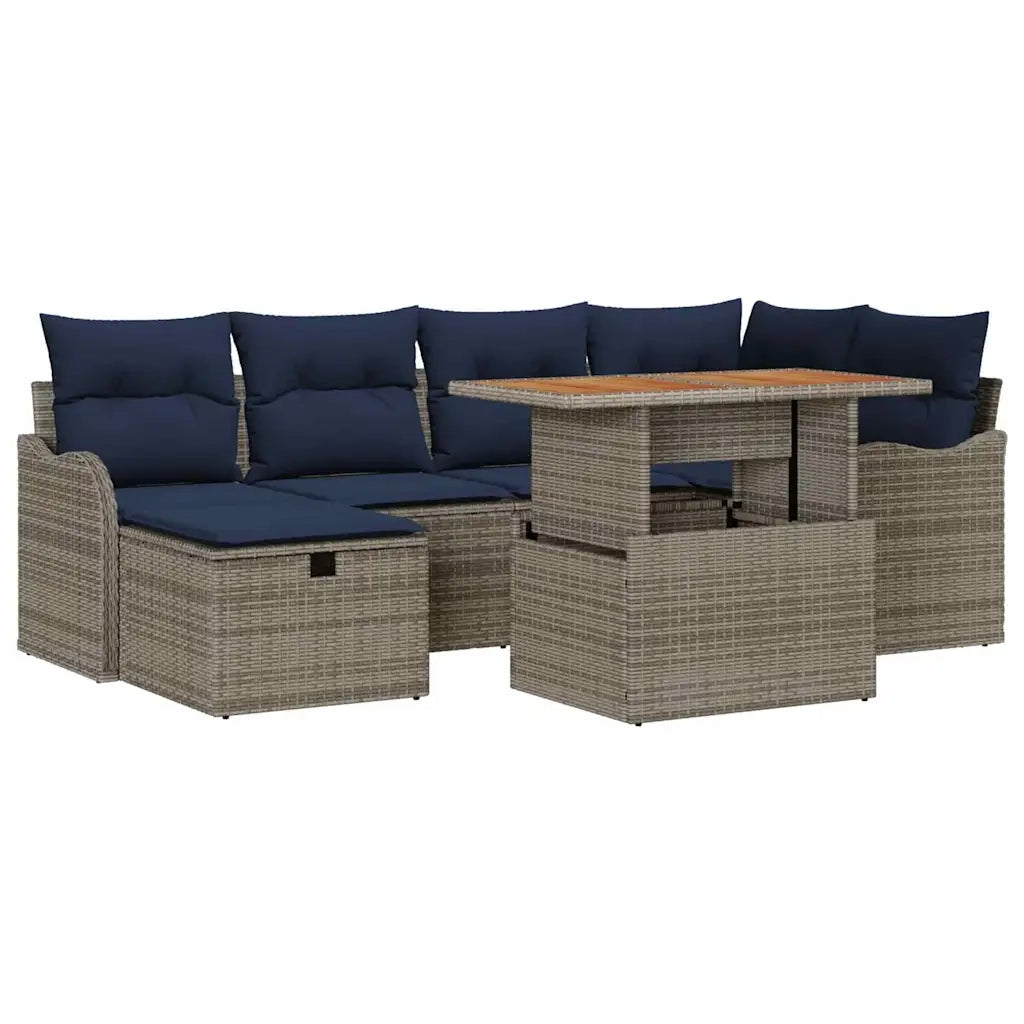 Set Divano da Giardino 7 pz Grigio polyrattan 3359944
