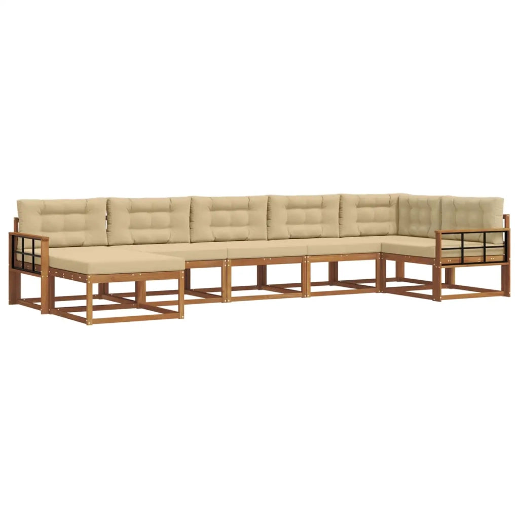 Set di divani da esterno con cuscino 7 pcs Naturale e Beige 3367906