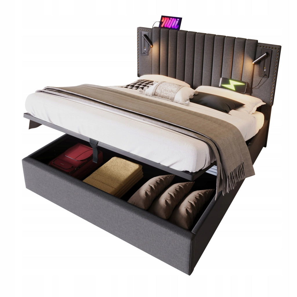 Letto singolo 140x200 grigio con rete e materasso - Xylo