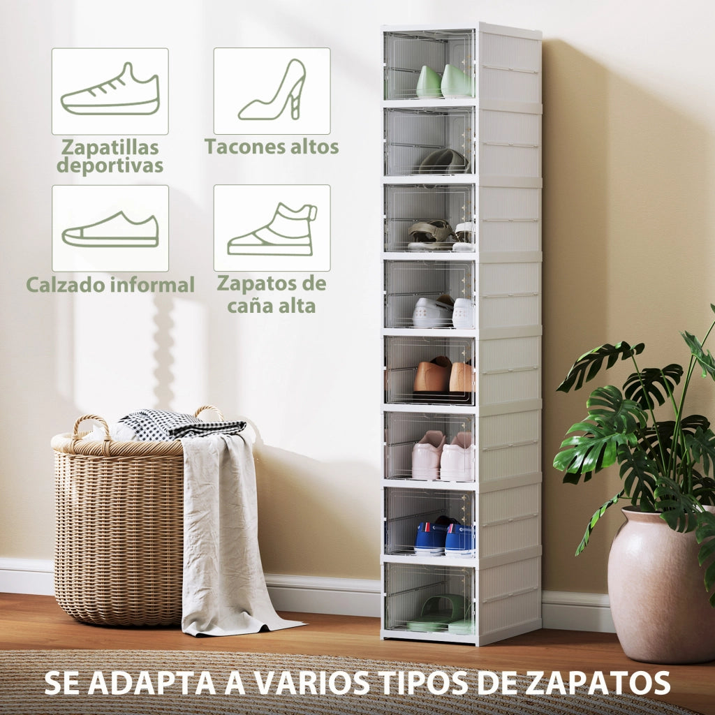 Scatola Portascarpe Impilabile Trasparente ¨C Xylo ¨C 8 Pezzi Pieghevole Bianco