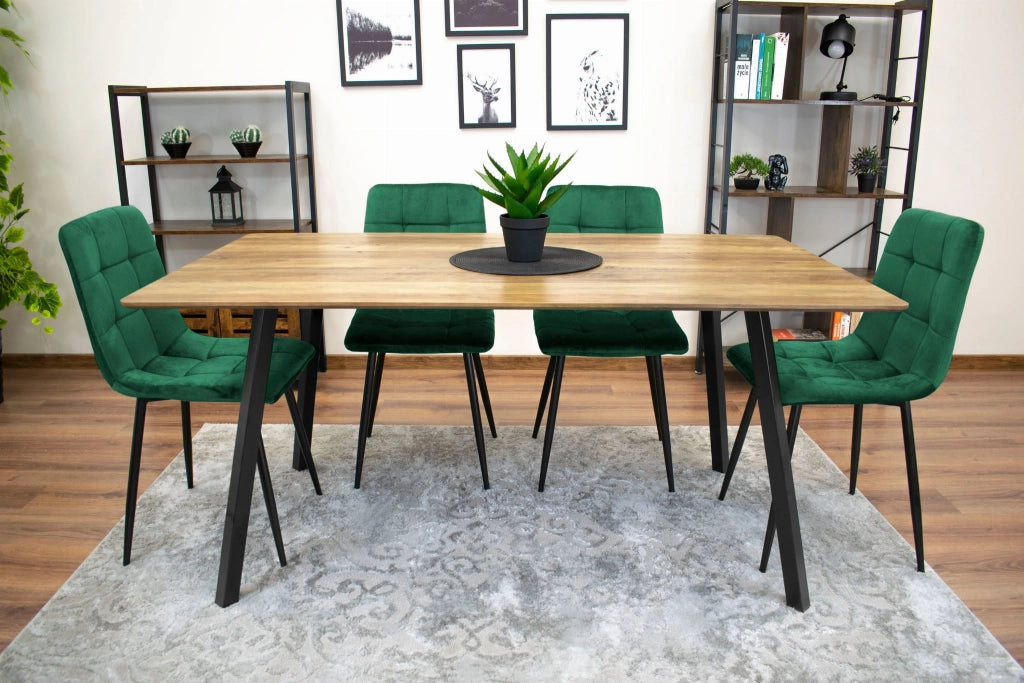 Sedia Valora PYRA in velluto verde scuro, design moderno x3