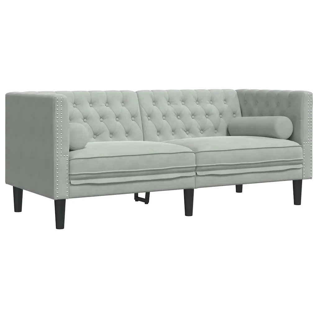 Divano Grigio chiaro 174 x 74,5 x 70,5 cm Velluto 42013019