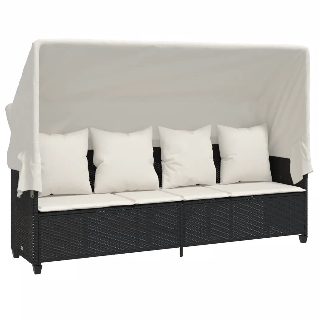 Set Divani da Giardino 5 pz | Set Salotto da Giardino con Cuscini in Polyrattan Nero