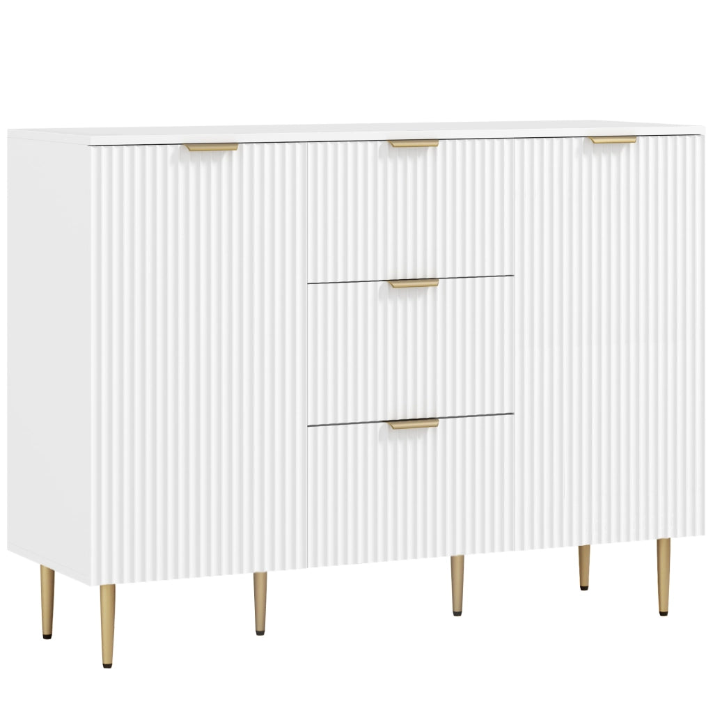 Credenza con 3 Cassetti e 2 Ante ¨C Minimal ¨C Legno e Metallo, Bianco