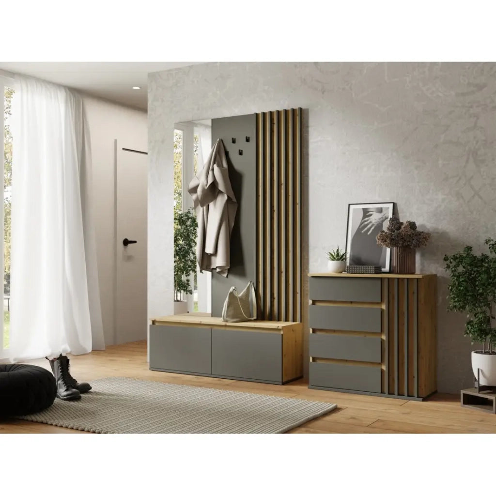 Set mobile da ingresso con appendiabiti e specchio + cassettiera - Collezione Mone