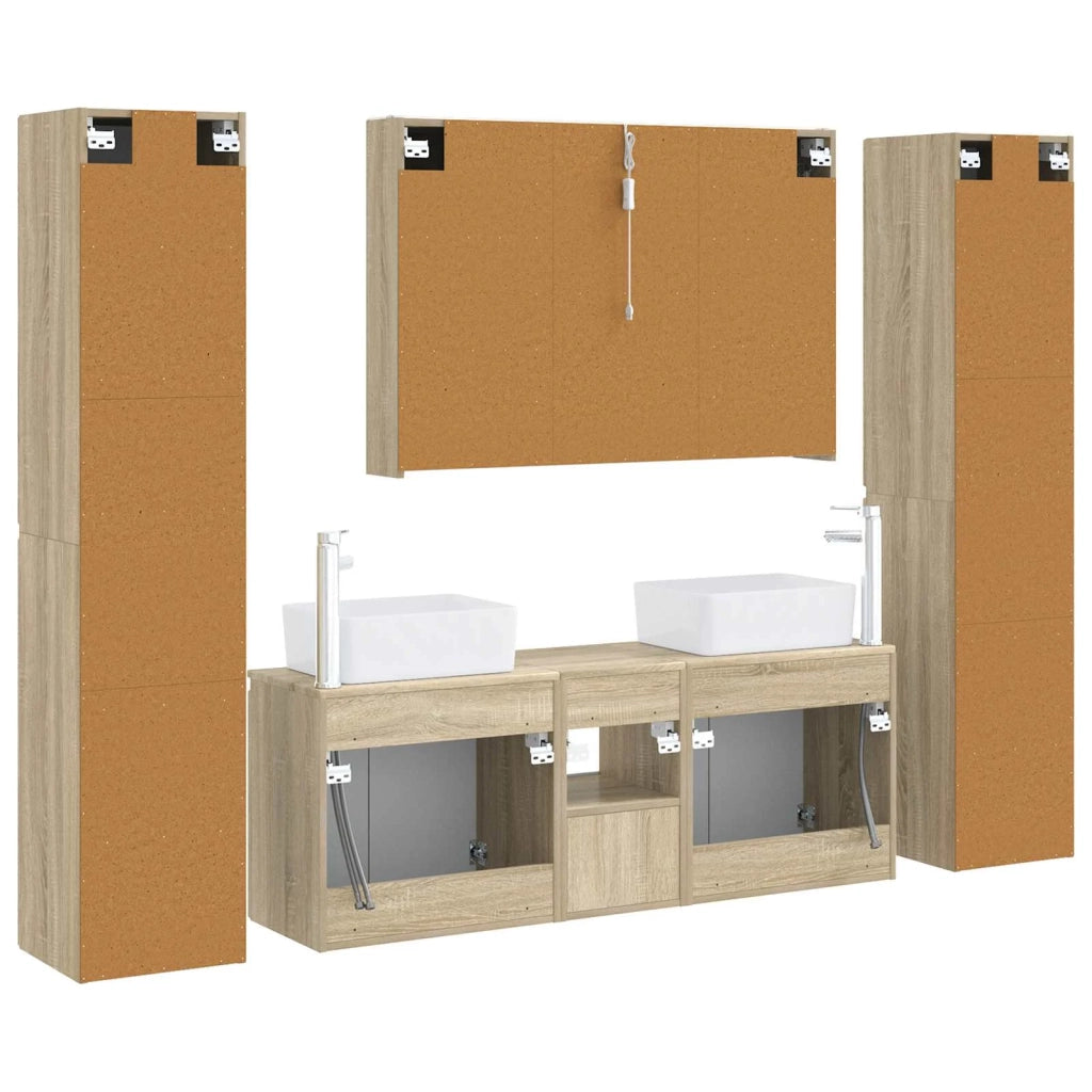 Set di mobili per il bagno 6 pz Rovere Sonoma 3407233