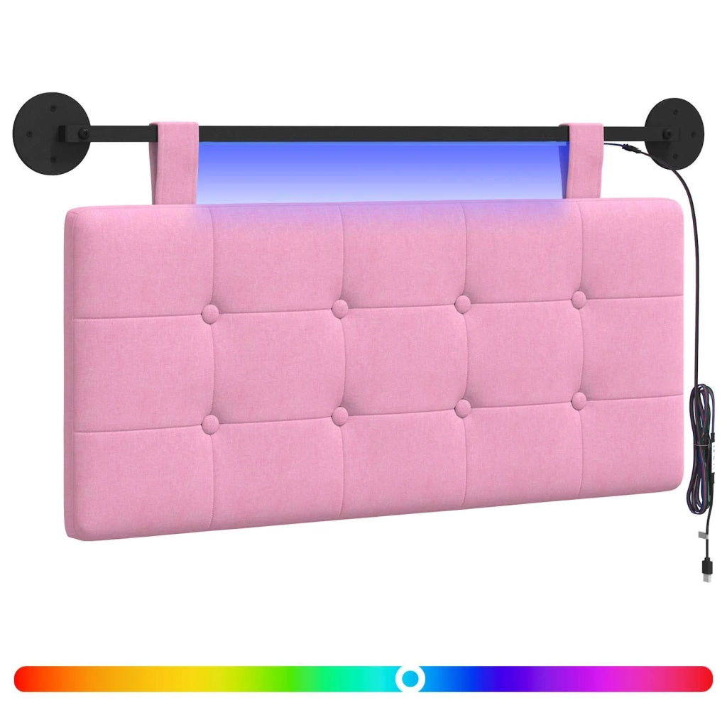 Testiera sospesa Con luce LED Rosa Tessuto 3424376