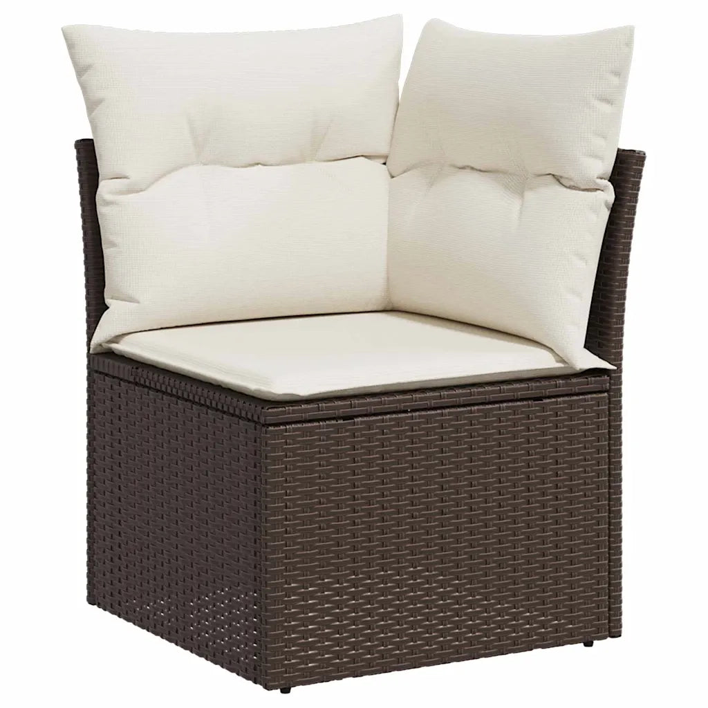 Set Divano da Giardino con cuscino 7 pcs Marrone Poly Rattan