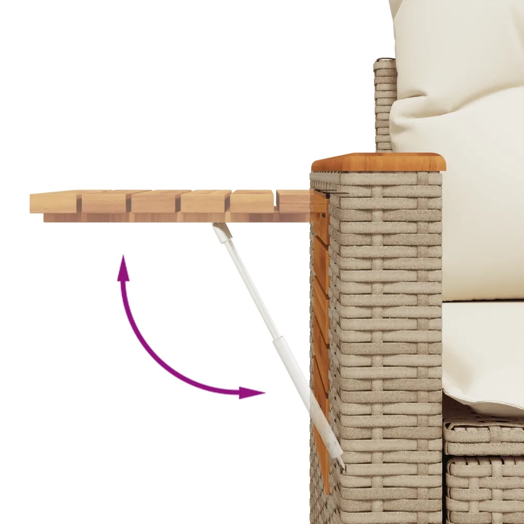Set Divano da Giardino 5 pz con Cuscini Beige in Polyrattan
