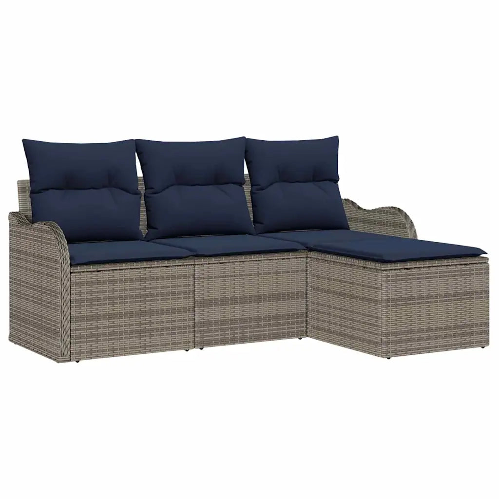 Set Divano da Giardino Grigio polyrattan 3345655