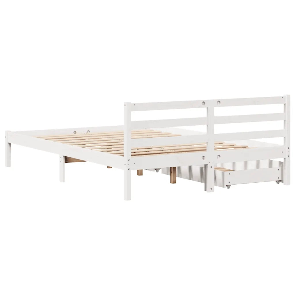 Letto senza Materasso-Struttura Letto Bianco 140x190 cm Legno Massello di Pino 650368