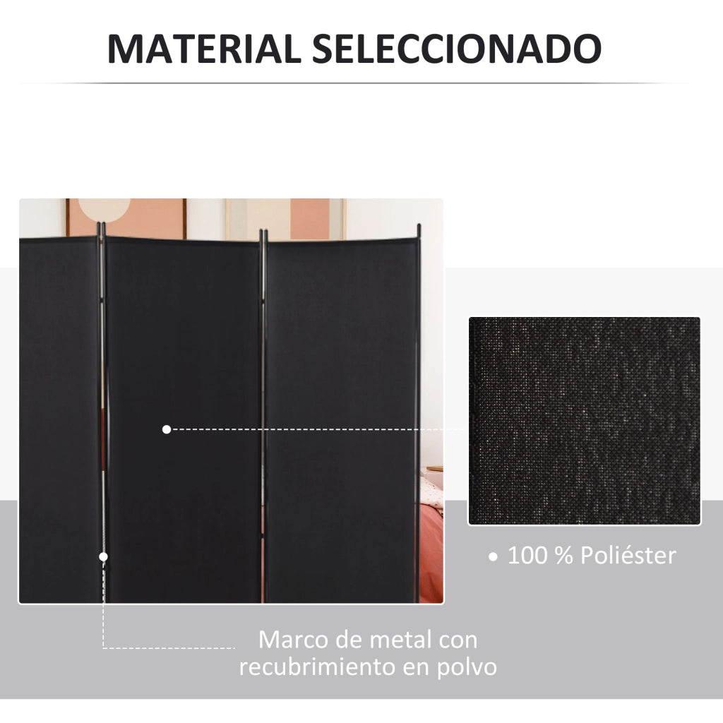 Paravento 3 Ante Pieghevole ¨C Minimal ¨C Nero Metallo 182x253 cm