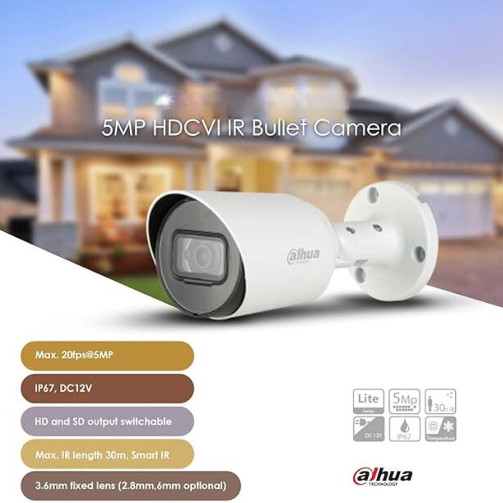 Dahua hfw1500tp telecamera bullet hdcvi 5mp 2.8mm ip67