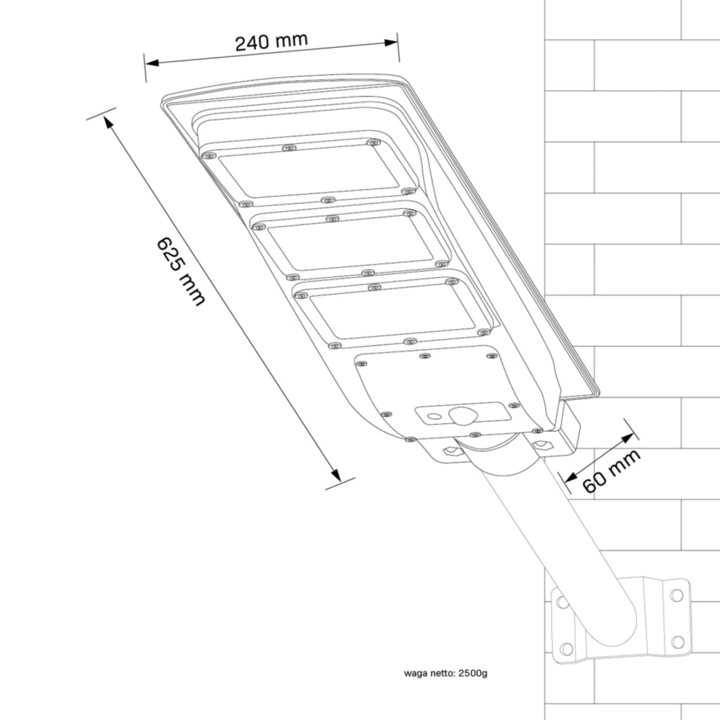 Faro solare LED 10W PIR con telecomando IP65 Polux