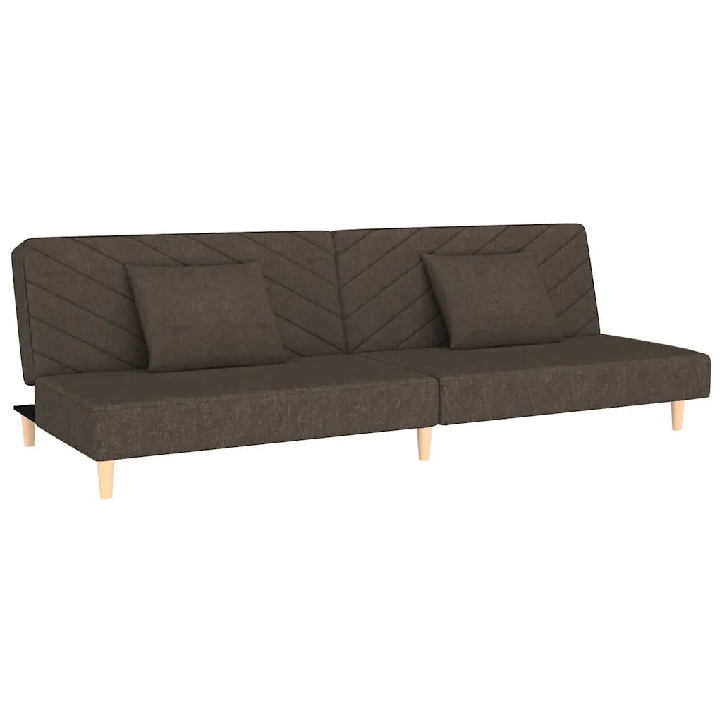 Divano Letto a 2 Posti con 2 Cuscini Marrone in Tessuto 375891