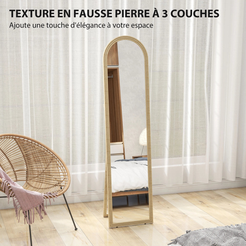 Specchio da Terra Arcuato ¨C Xylo ¨C Effetto Pietra Beige 40x160cm