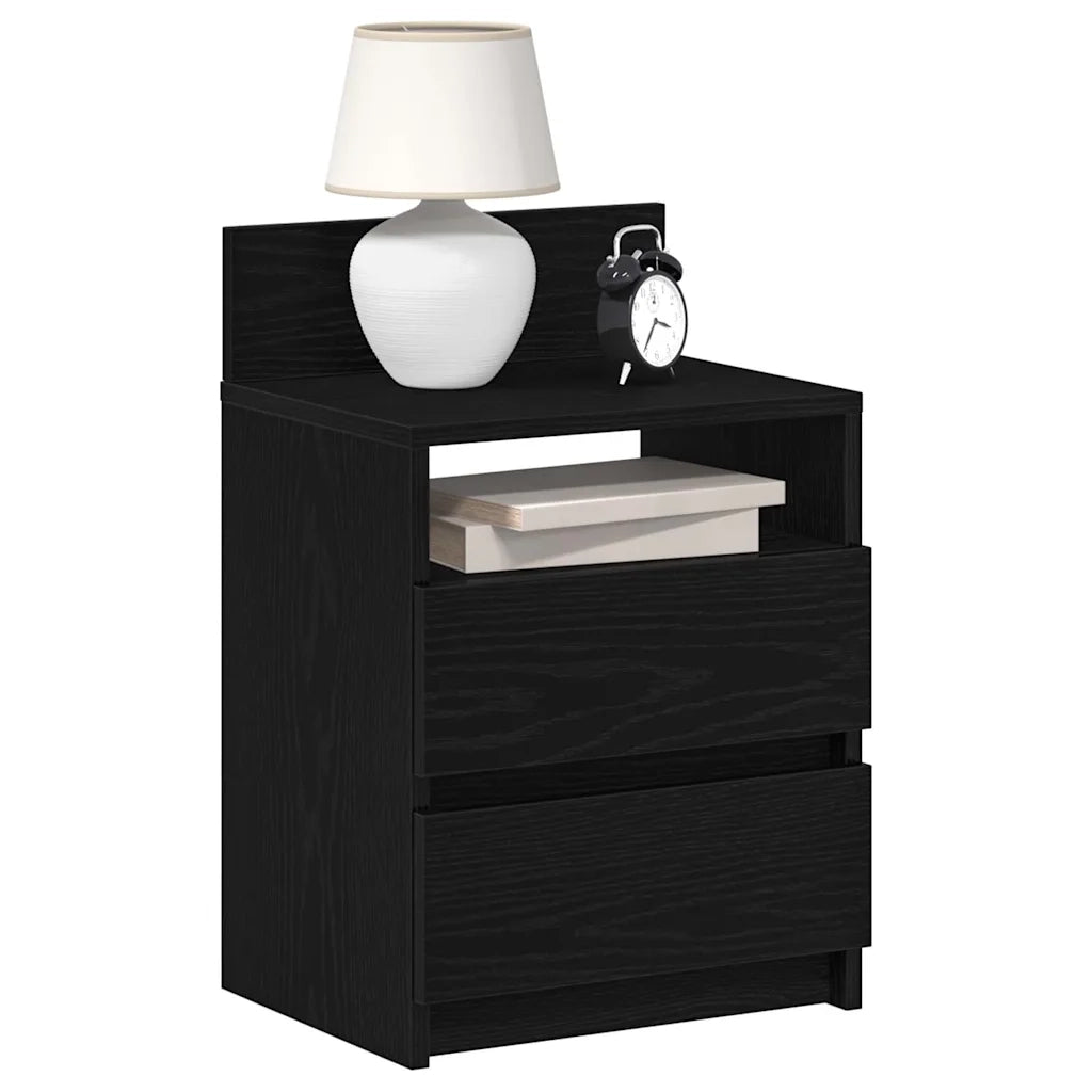 Comodino | Armadio da Notte | Mobiletto da notte con 2 Cassetti Nero 40x33x60 cm