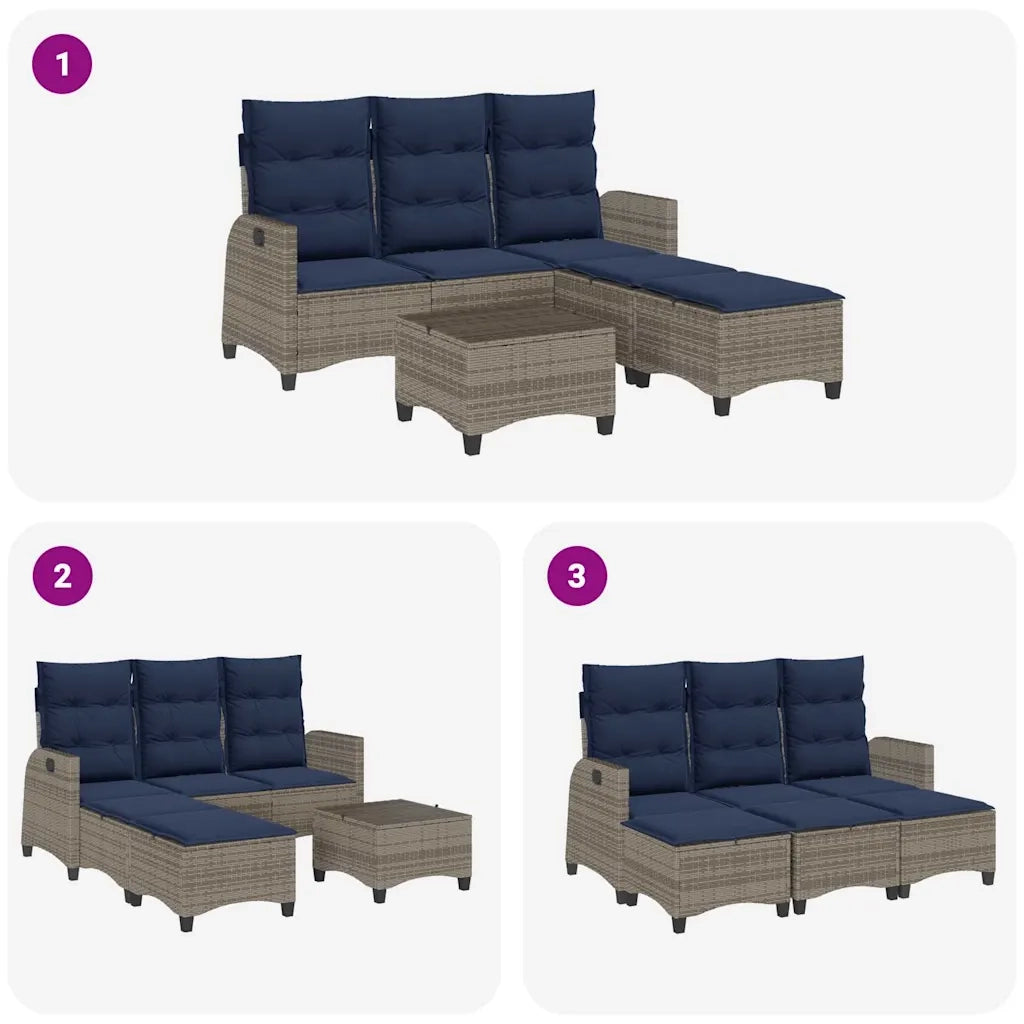 Set Divani da Giardino 3 pz con Cuscini a Forma di L Polyrattan 3328644