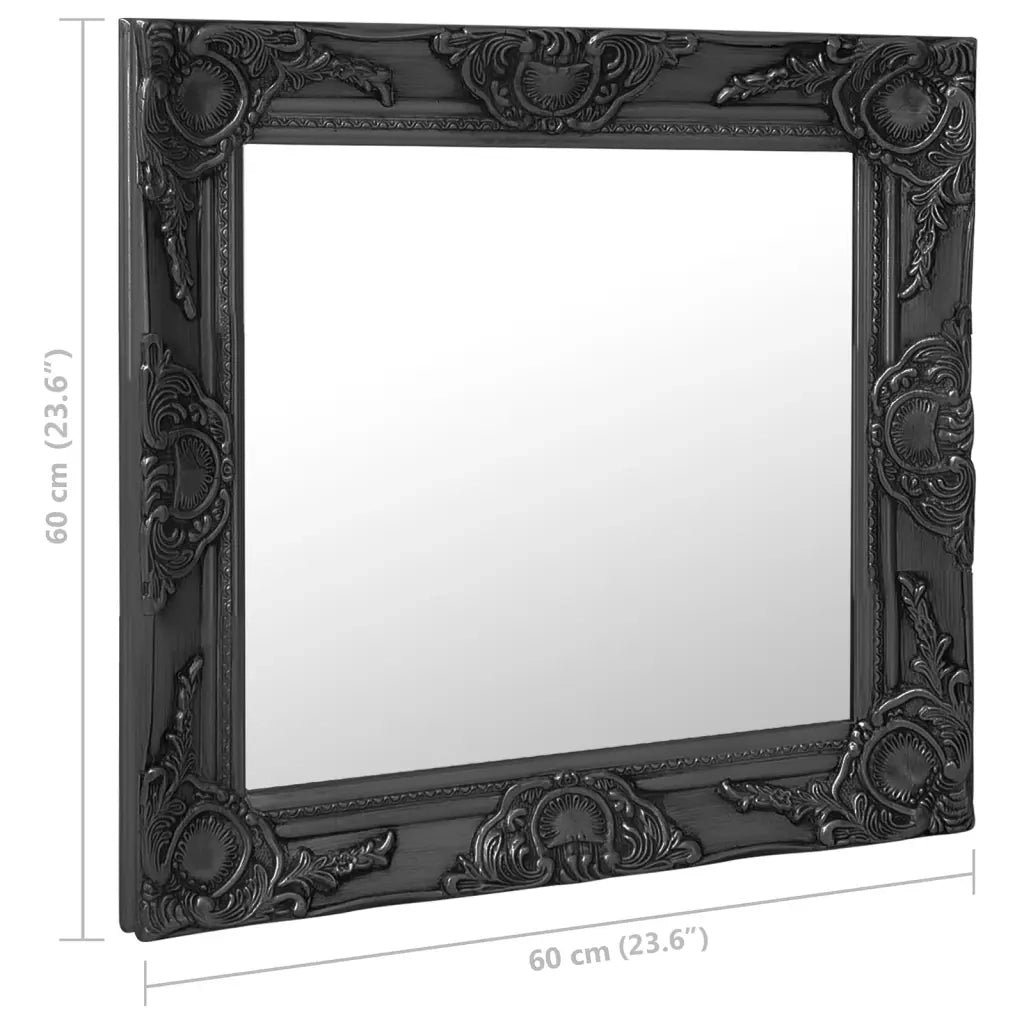 Specchio da Parete Stile Barocco-Specchio a Muro-Specchio Decorativo 60x60 cm Nero