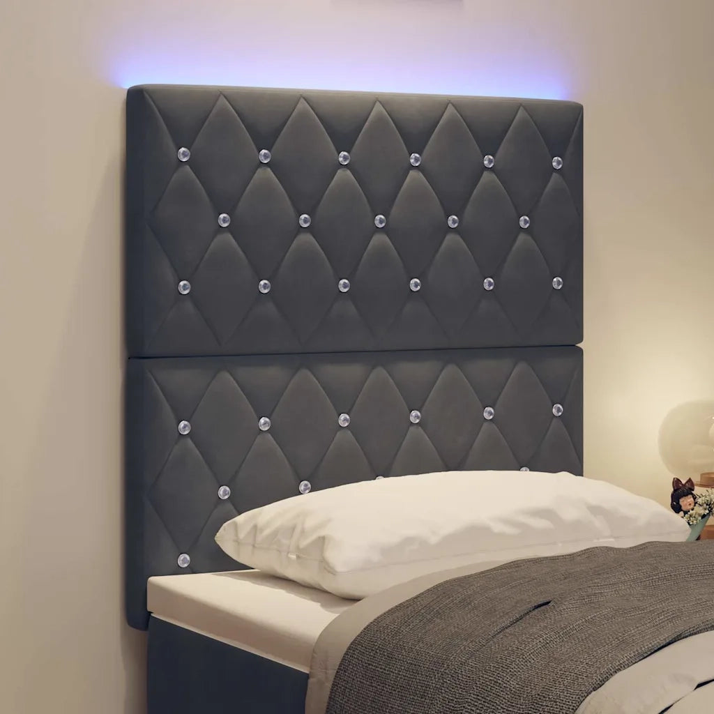 Testiera LED con strisce LED Grigio scuro 80 cm Velluto 3338343