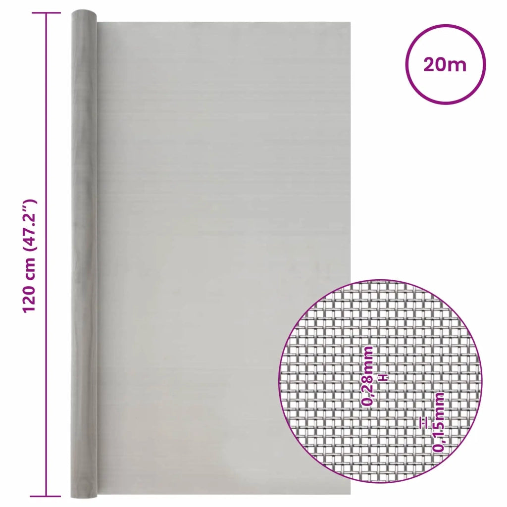 Rete per schermatura 120 x 2000 cm 60 Mesh Argento 42039580