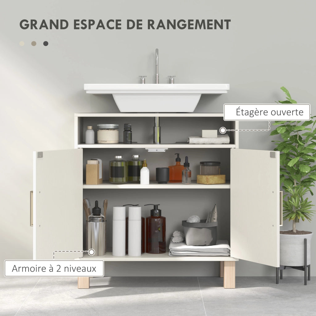Mobile sottolavabo con ante e ripiano regolabile ¨C Xylo ¨C Bianco 60x30x63 cm