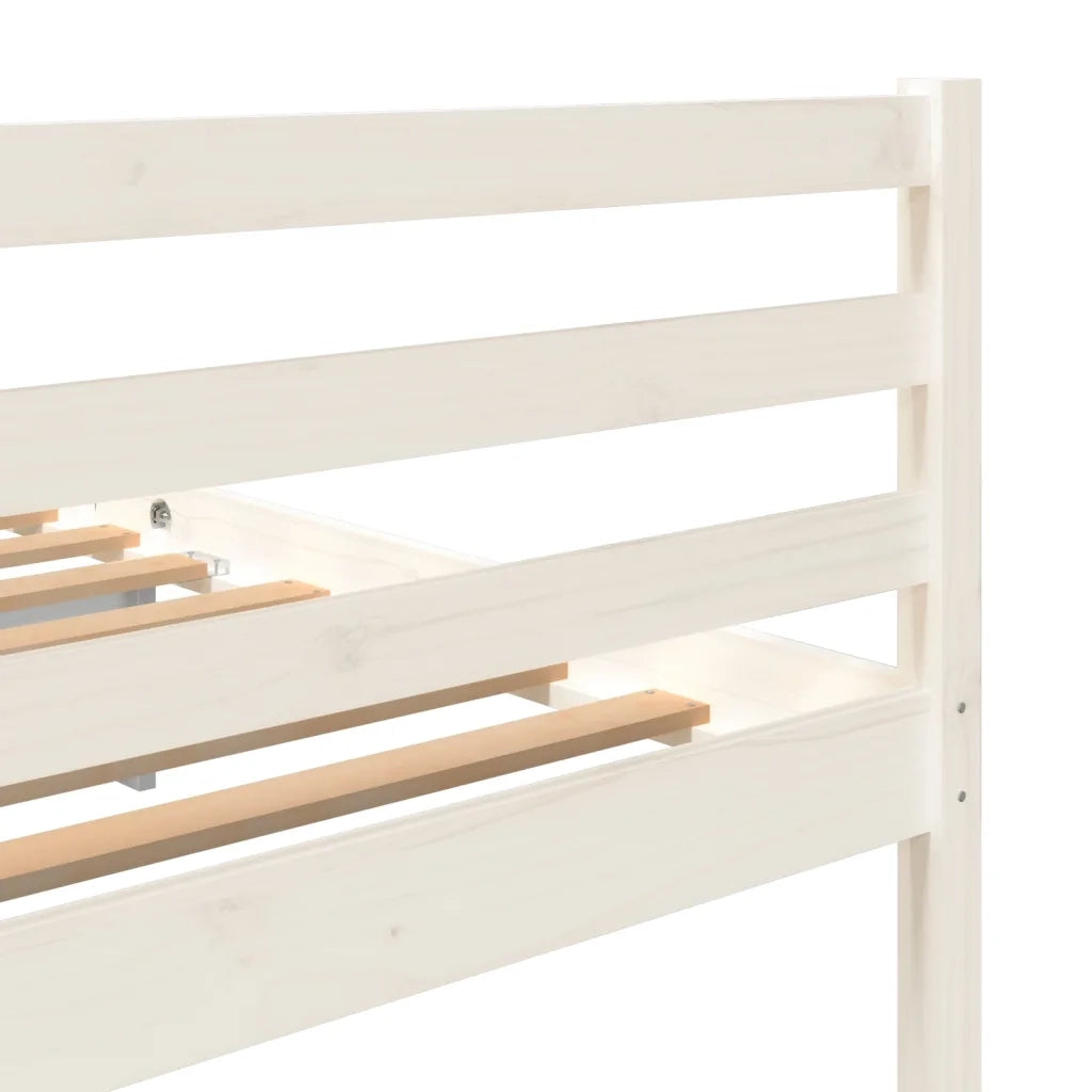Letto matrimoniale | Letto per adulti | Giroletto Bianco in Legno Massello di Pino 200x200 cm
