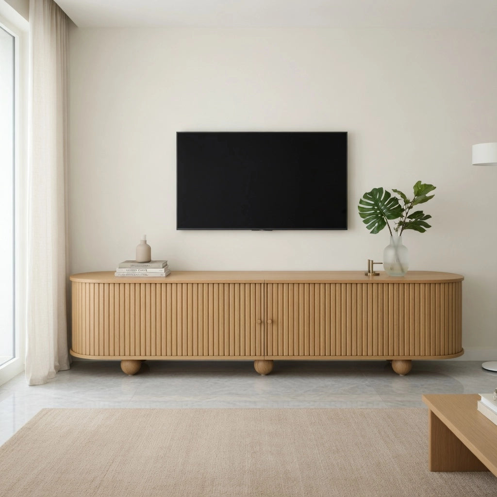 Lowboard per TV Natural in MDF; lunghezza 180 cm