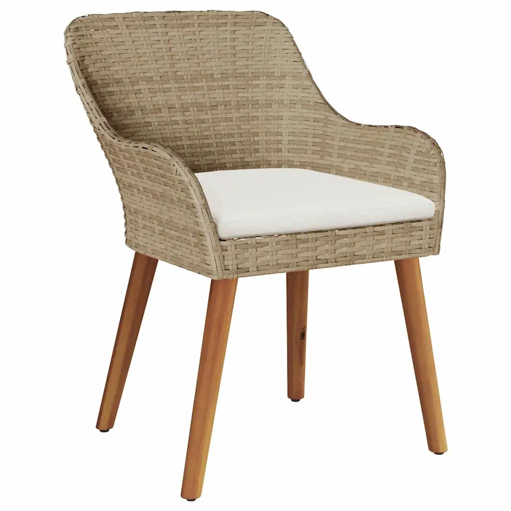 Set da Pranzo per Giardino con cuscino 7 pcs Beige polyrattan 3261629