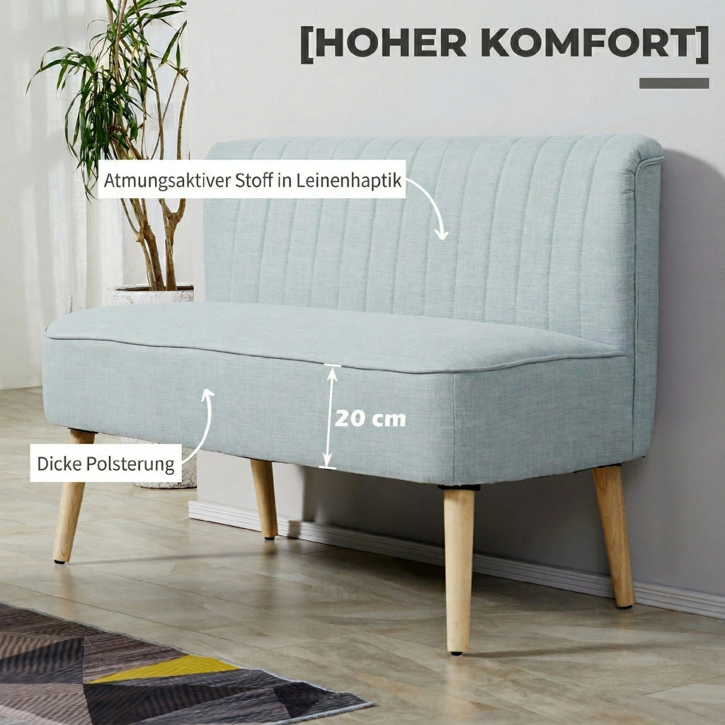Divano 2 posti imbottito ¨C Xylo ¨C 117x56.5x77 cm, verde chiaro, tessuto antimacchia