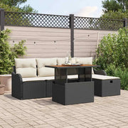 Set Divano da Giardino con cuscino 6 pcs Nero polyrattan 3359932