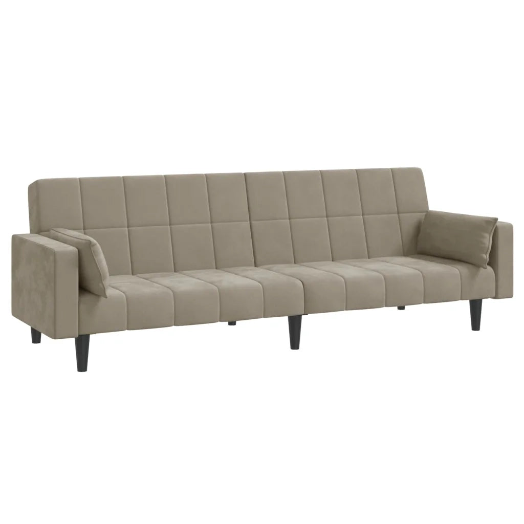 Divano letto | Sof¨¤ letto | Letto singolo a 2 Posti con 2 Cuscini Grigio Chiaro in Velluto