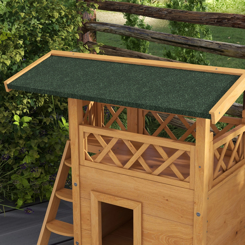 Casetta per Gatti a 2 Livelli ¨C Minimal ¨C Naturale e Verde