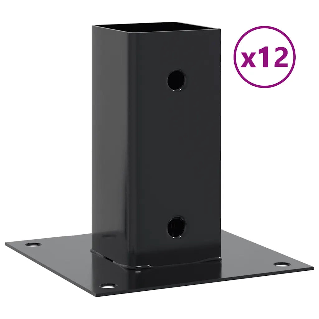 Basi per Pali Quadrati 12 pz 71x71mm Acciaio Verniciato Polvere CFW2729492