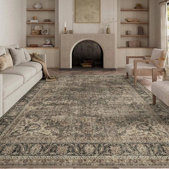 Tappeto vintage in stile retro per soggiorno 200x300cm, grande tappeto con superficie antiscivolo, adatto per soggiorno, camera da letto, cucina e ufficio.