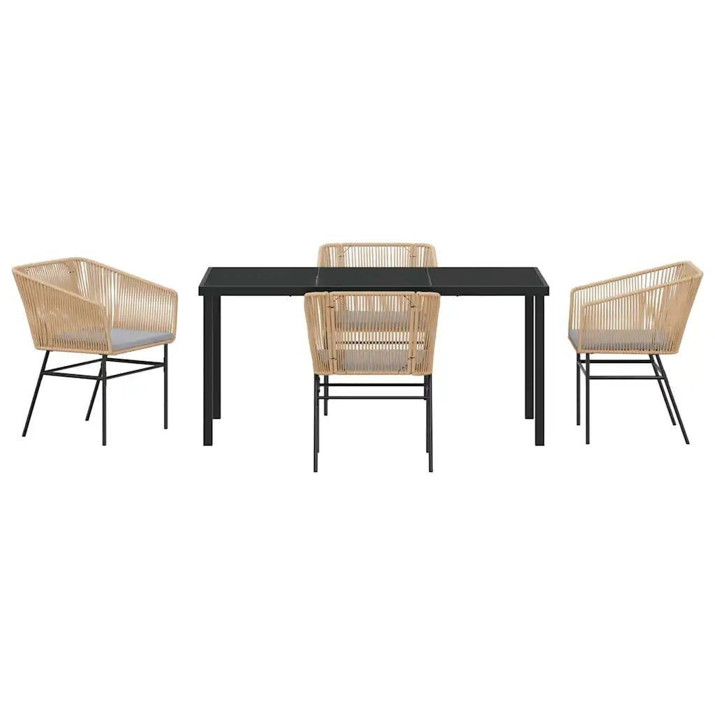 Set da Pranzo per Giardino con cuscino 5 pcs Marrone